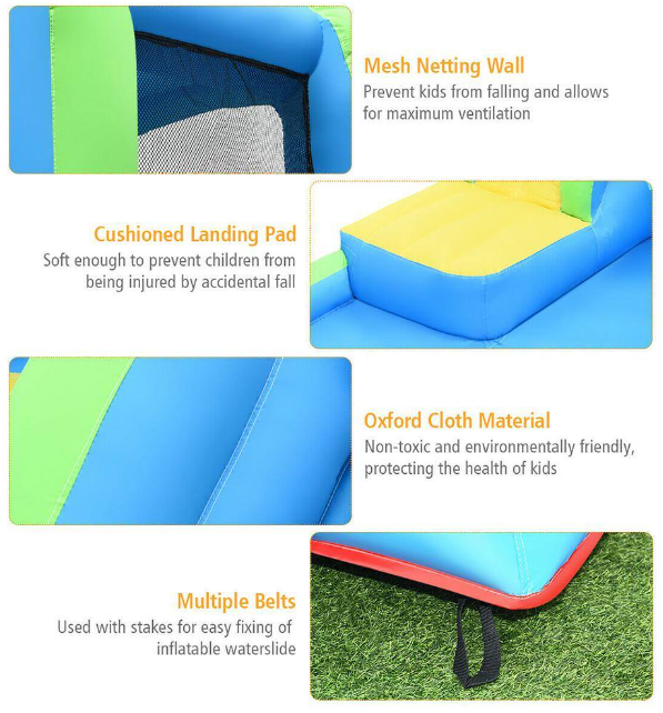 Multi-Color Inflatable Water Slide: Kids Bounce House Castle Splash Pool (No Blower Included)