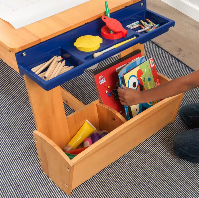 Art Table with Drying Rack and Storage Compartments