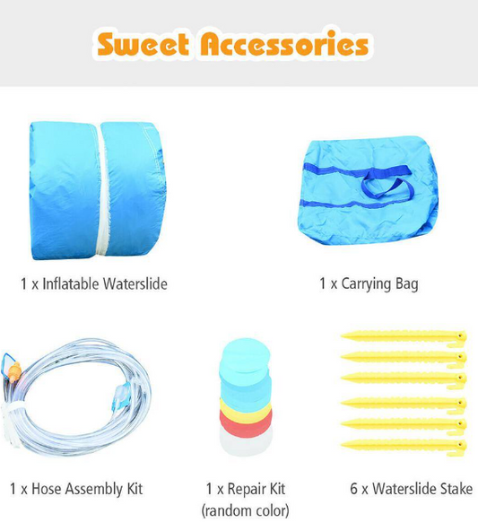 Multi-Color Inflatable Water Slide: Kids Bounce House Castle Splash Pool (No Blower Included)