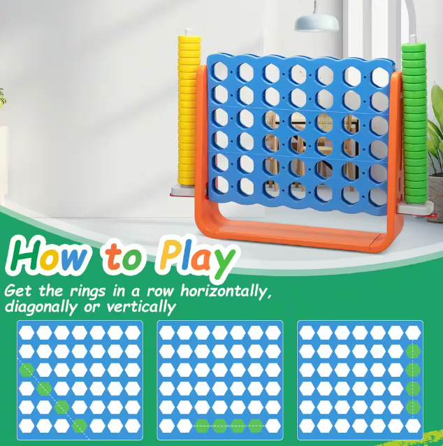 4.9 ft Wide Indoor/Outdoor Giant 4 in a Row Connect Game – Orange and Blue