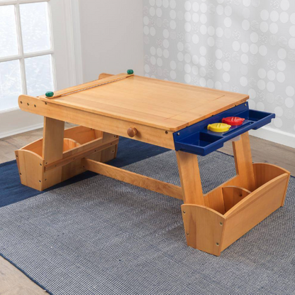 Art Table with Drying Rack and Storage Compartments