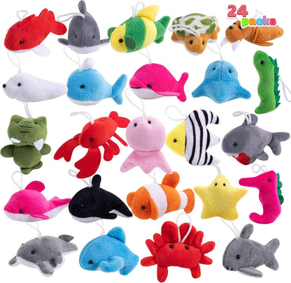 24-Pack Mini Animal Plush Toys - 3" Keychain Decorations for Kids