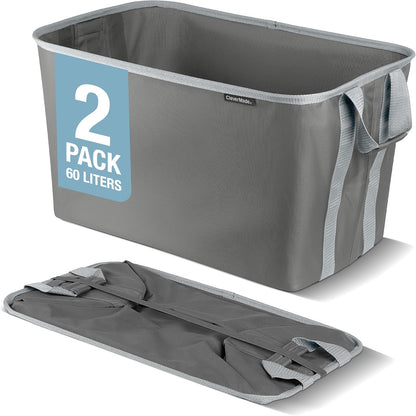 2-Pack 60L Collapsible Laundry Baskets with Handles