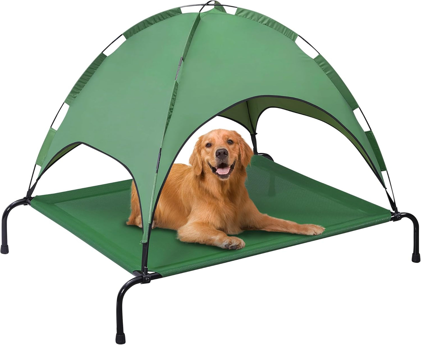 Dog Bed with Canopy - Elevated, Textilene Mesh, and Metal Frame for Indoor and Outdoor Relaxation