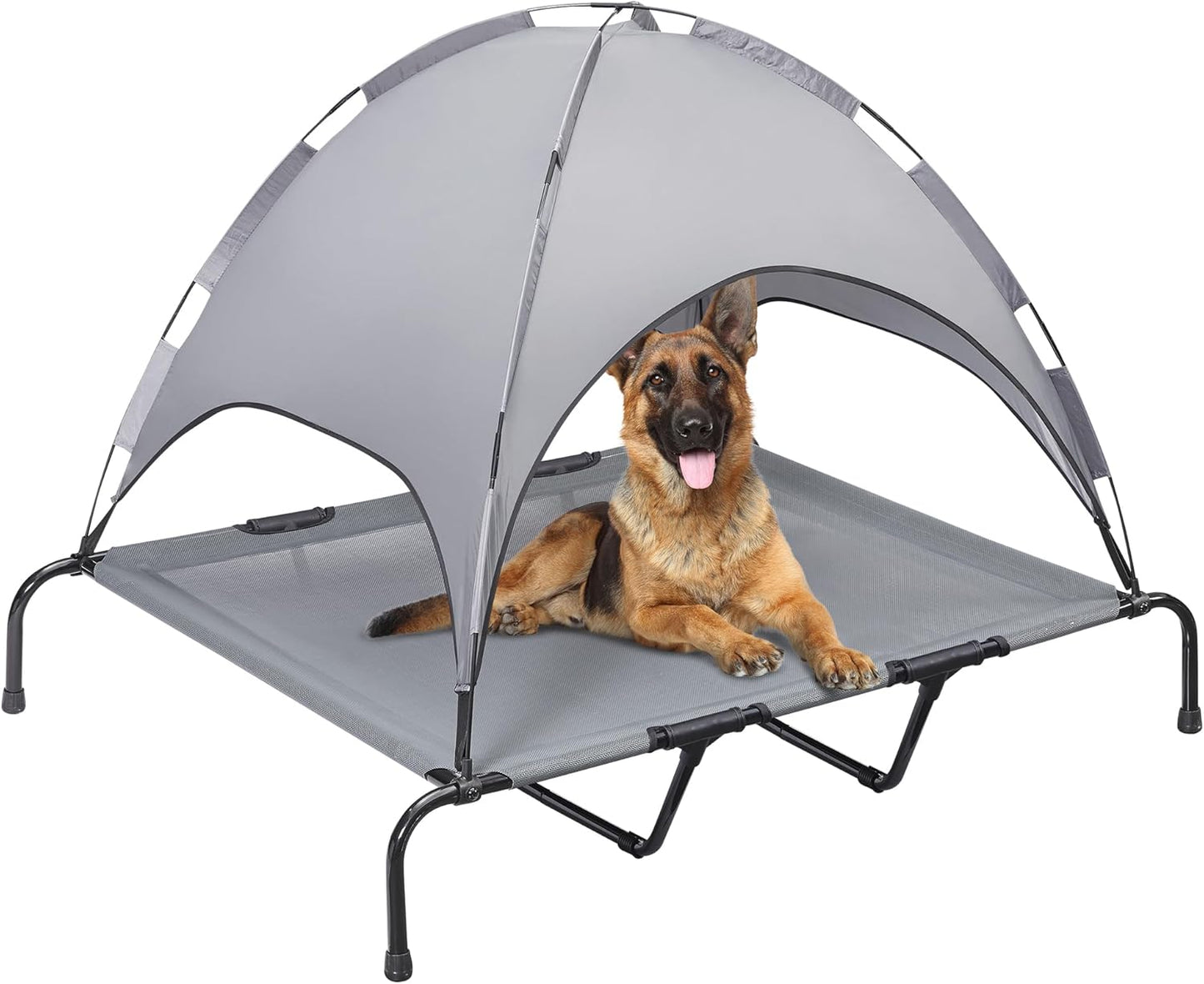 Dog Bed with Canopy - Elevated, Textilene Mesh, and Metal Frame for Indoor and Outdoor Relaxation