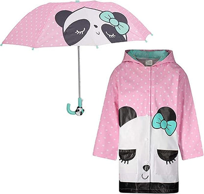 Kids Umbrella & Rain Coats Set for Girls and Boys