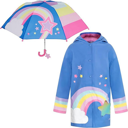 Kids Umbrella & Rain Coats Set for Girls and Boys